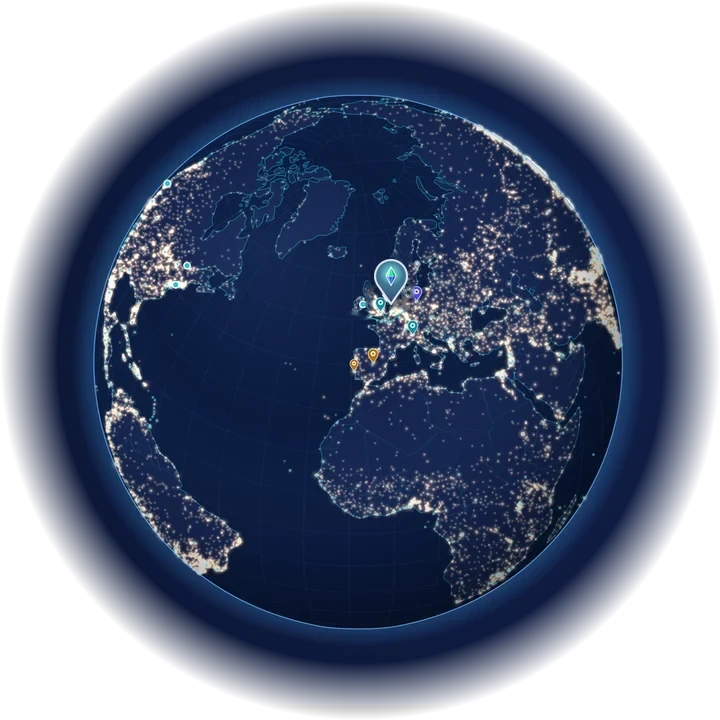 La Terre de nuit, illuminée par les villes.